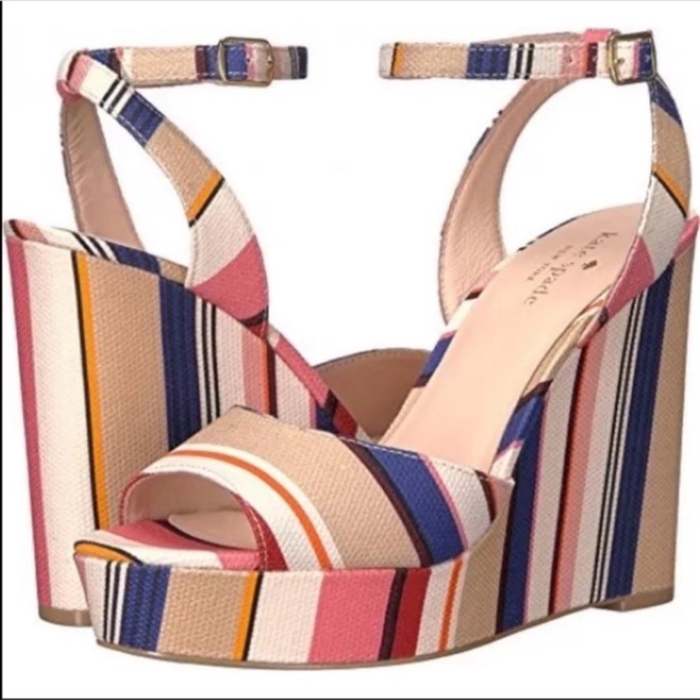 Kate Spade striped Dellie platform wedge sandals